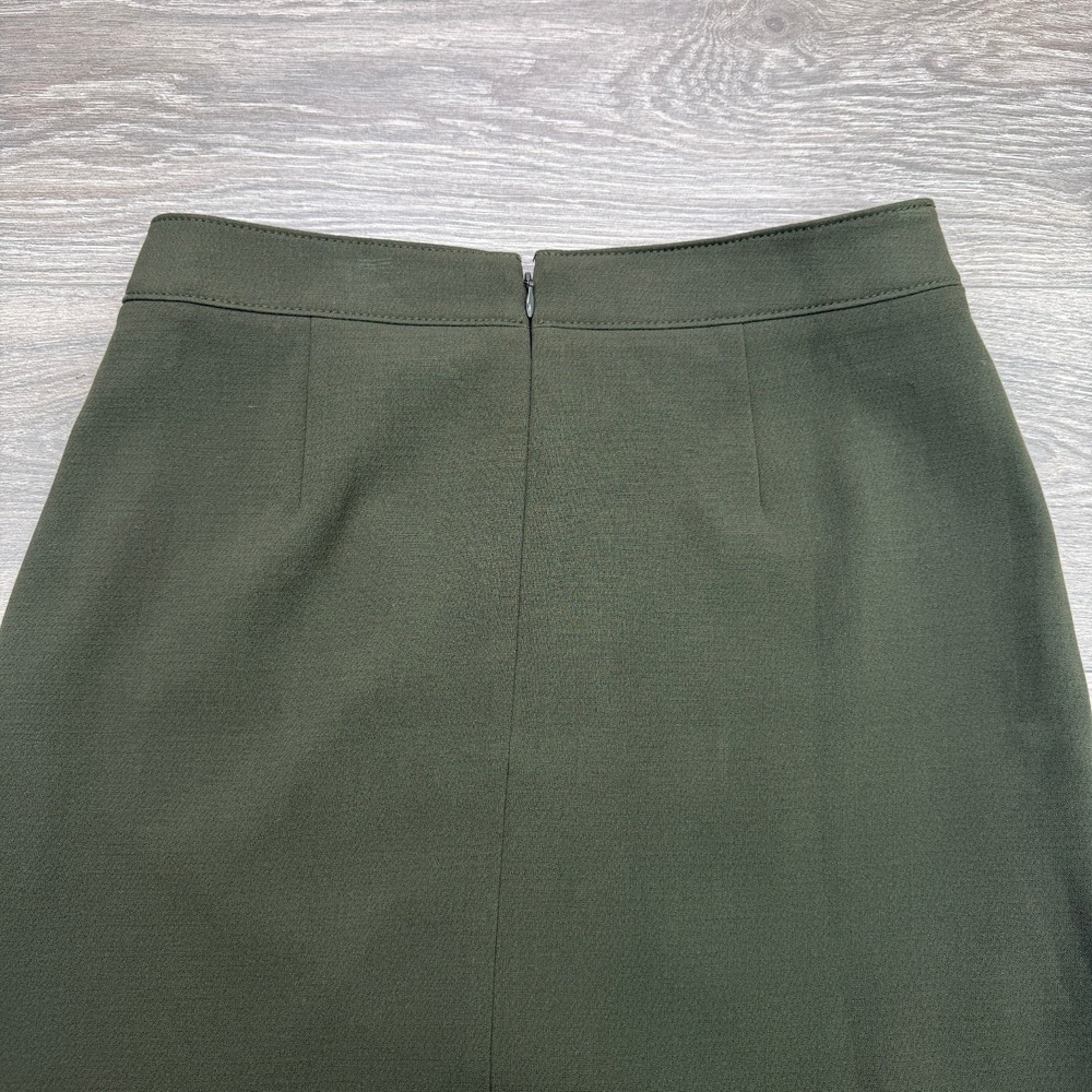 Ann Taylor LOFT Faux Wrap Skirt Womens 6 Olive Green Military Button Front Mini - Picture 10 of 14
